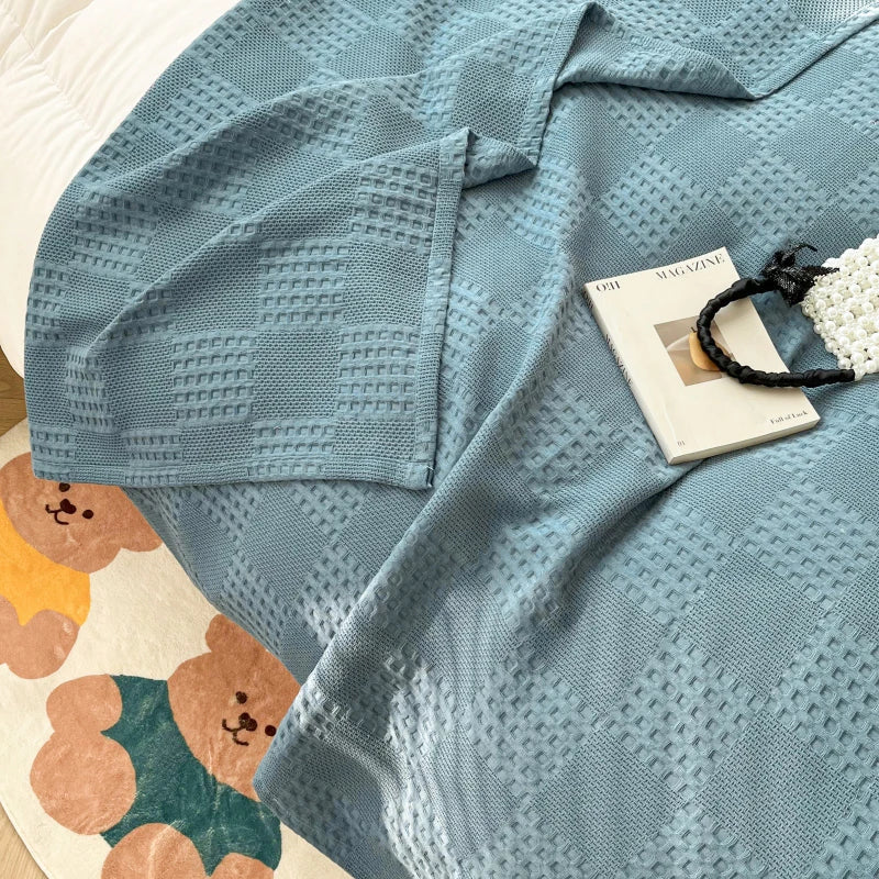 Cotton Waffle Throw Blanket – Waffle Weave Bed & Sofa Throw