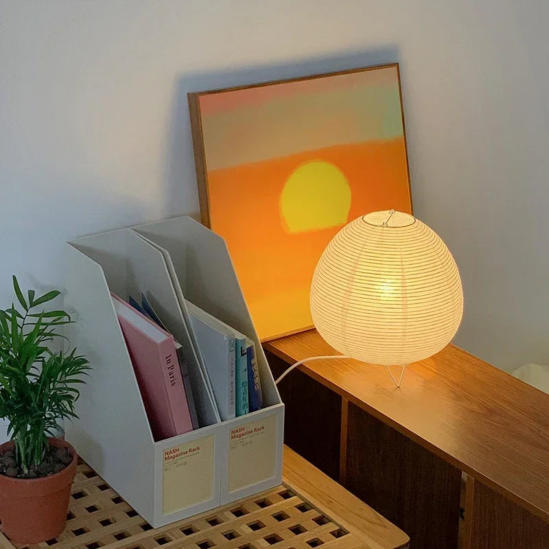 Rice Paper Lantern Table Lamp – Soft Glow Bedside Light