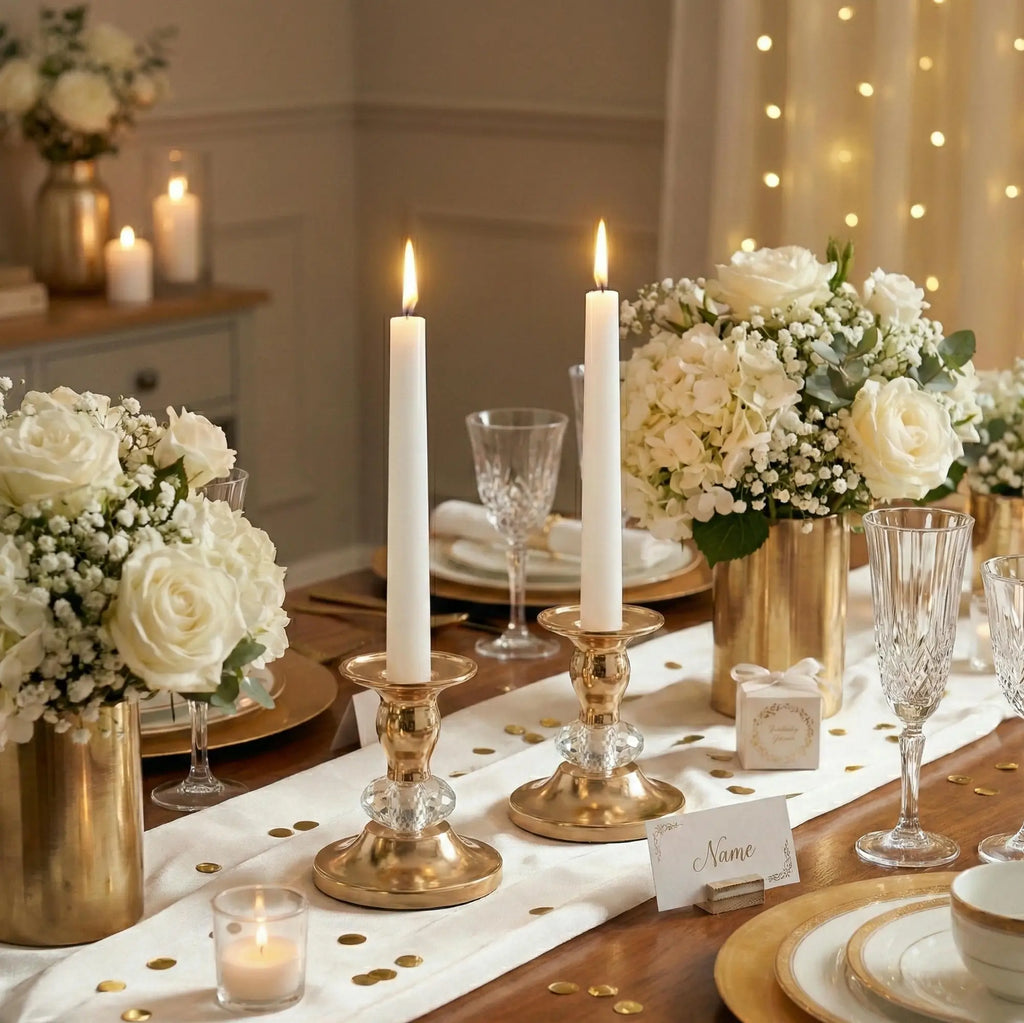 Taper Candle Holders, Set of 2 – Gold or Silver Metal Candlesticks