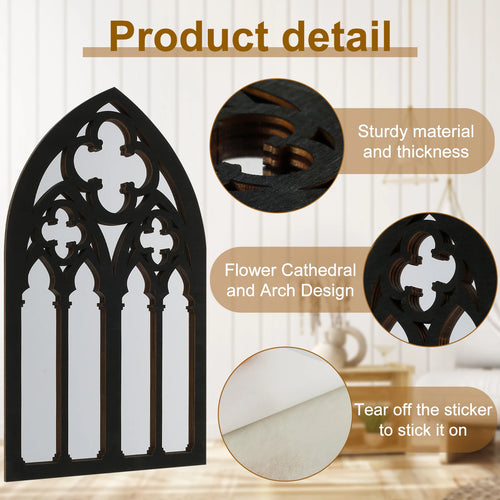Arched Wall Mirror Set of 3 – Vintage Window Mirrors for Entryway
