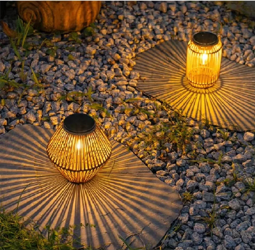 Solar Rattan Lantern – Outdoor Woven Lantern for Patio & Garden