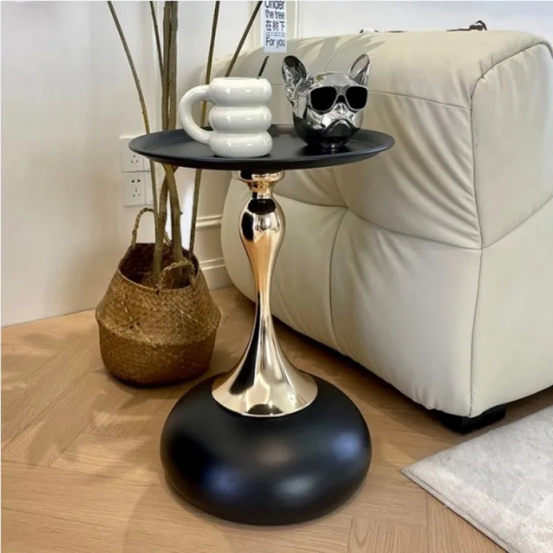 Round Metal Side Table – Pedestal End Table