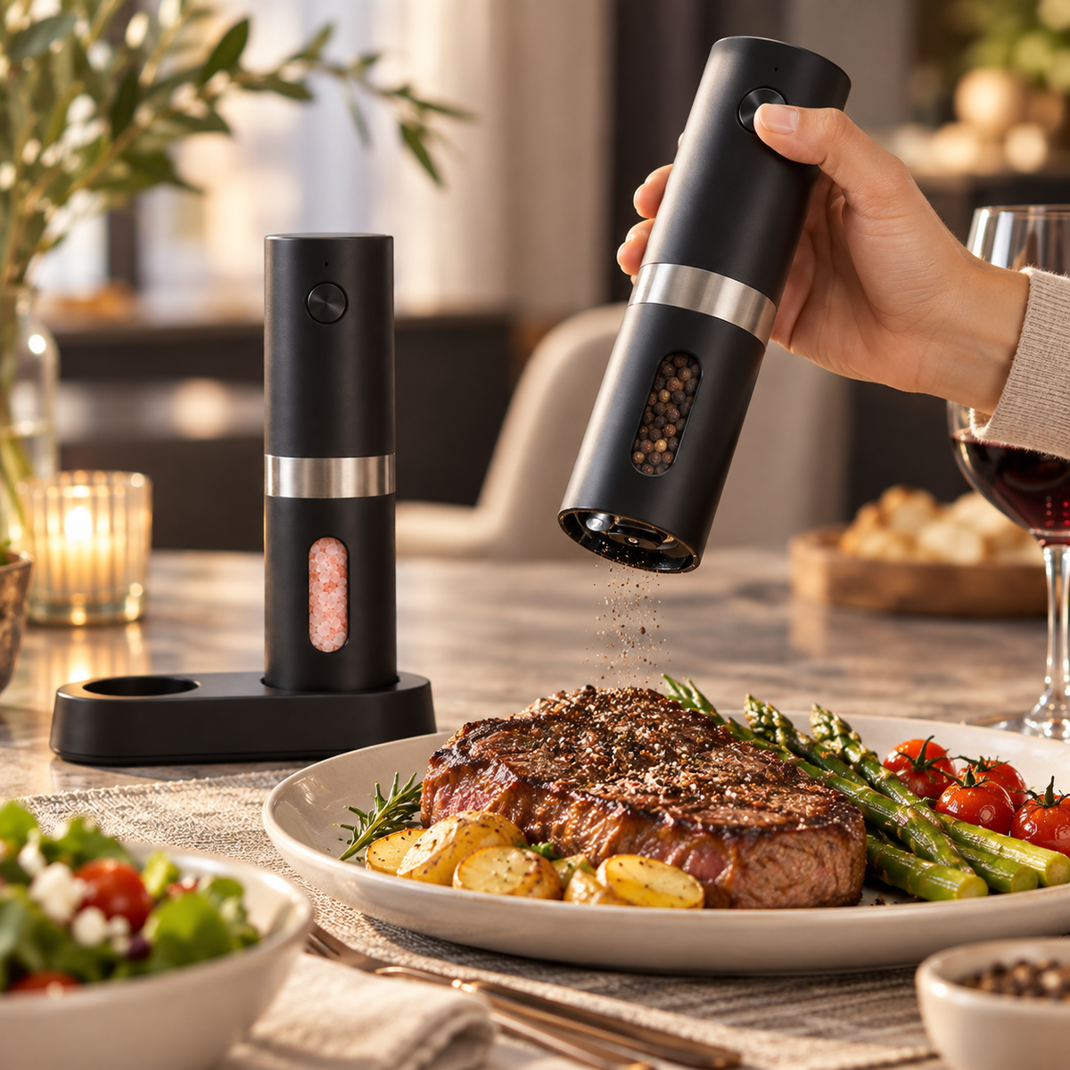 Electric Salt & Pepper Grinder Set – Rechargeable Mill