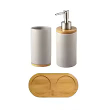 Ceramic Bath Accessory Set – Dispenser Bottles & Cups for Bathroom