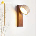 Travertine Wall Sconce – Adjustable Stone & Wood Bedside Wall Light