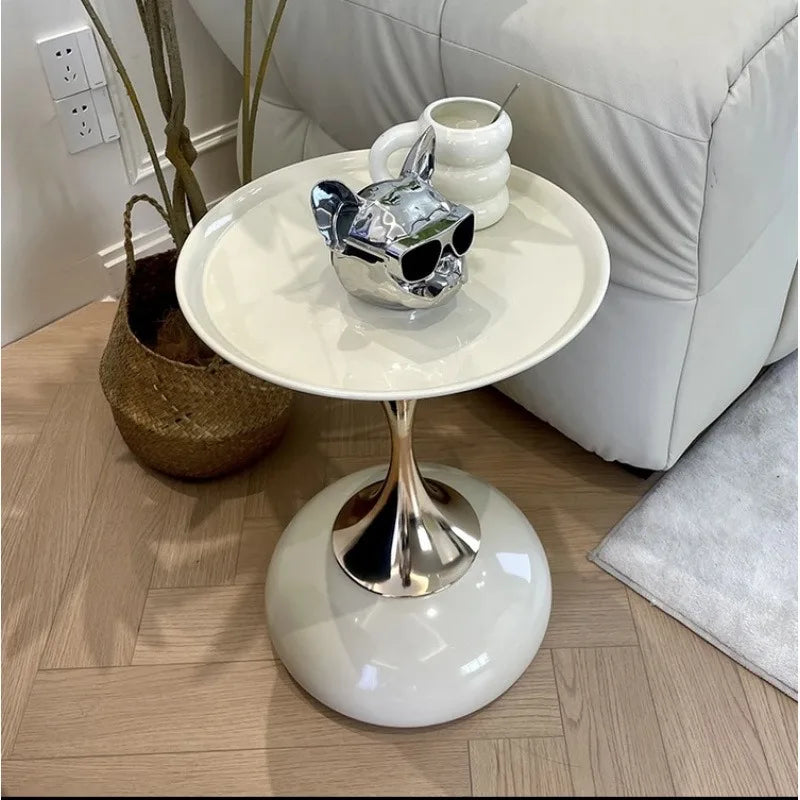 Round Metal Side Table – Pedestal End Table