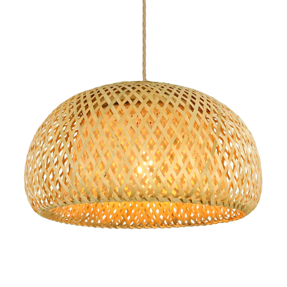 Woven Bamboo Lantern Pendant Light – Handwoven Rattan Ceiling Shade