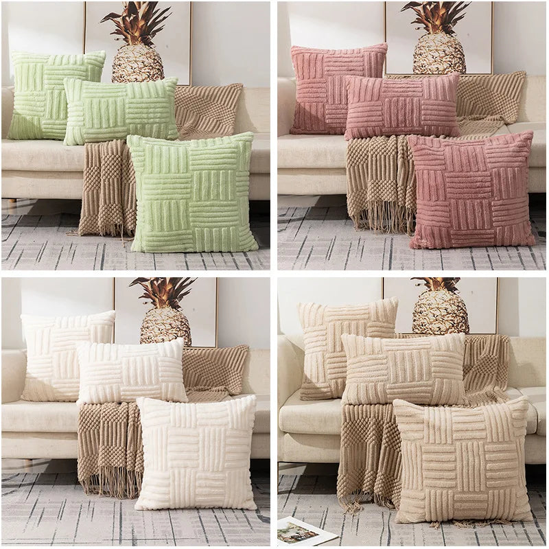 Plush Faux Fur Pillow Cover – Soft 18x18 Cushion Cover for Sofa