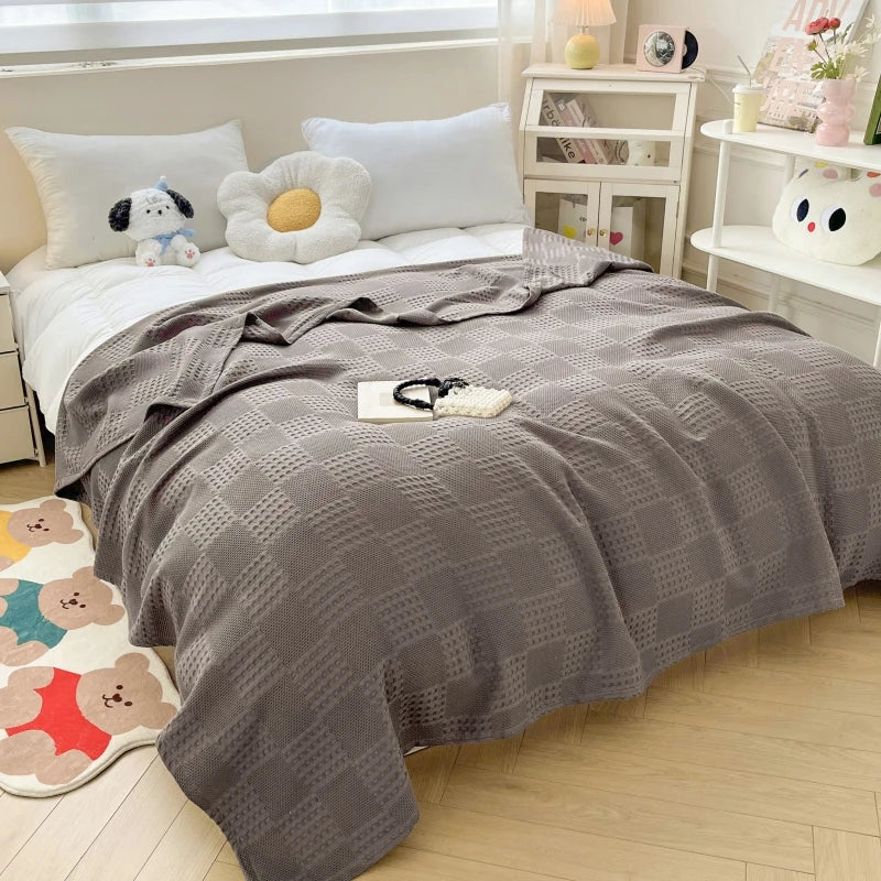 Cotton Waffle Throw Blanket – Waffle Weave Bed & Sofa Throw