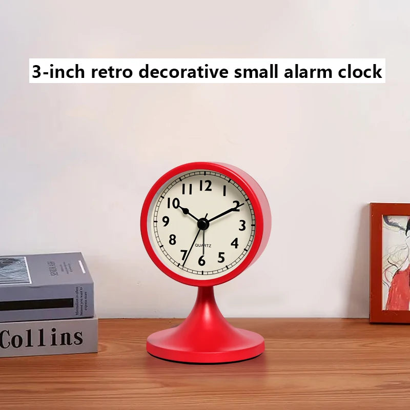 Retro Pedestal Alarm Clock – Small Silent Desk Clock