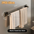Adhesive Towel Bar – No-Drill Black Bathroom Towel Rack