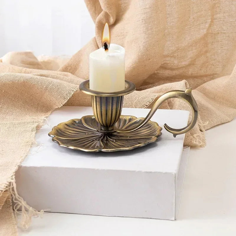Vintage Chamberstick Candle Holder – Handled Taper Candlestick