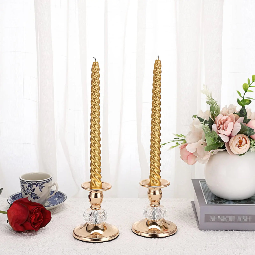 Taper Candle Holders, Set of 2 – Gold or Silver Metal Candlesticks