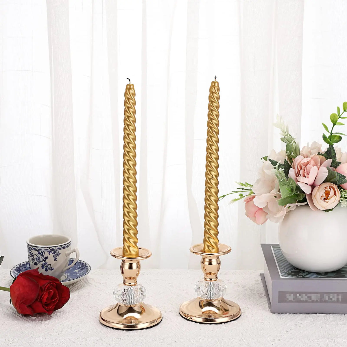 Taper Candle Holders, Set of 2 – Gold or Silver Metal Candlesticks