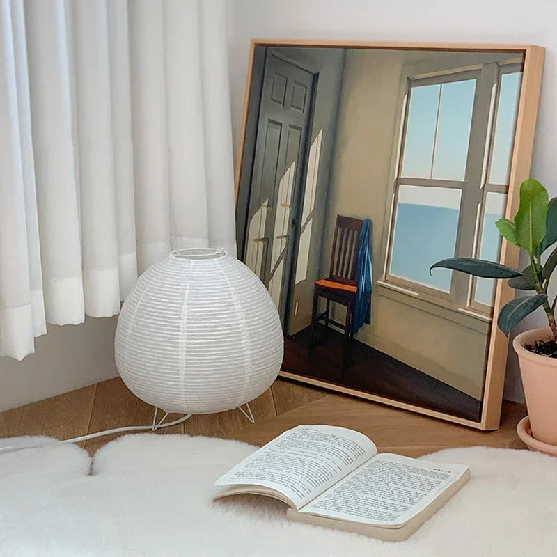 Rice Paper Lantern Table Lamp – Soft Glow Bedside Light