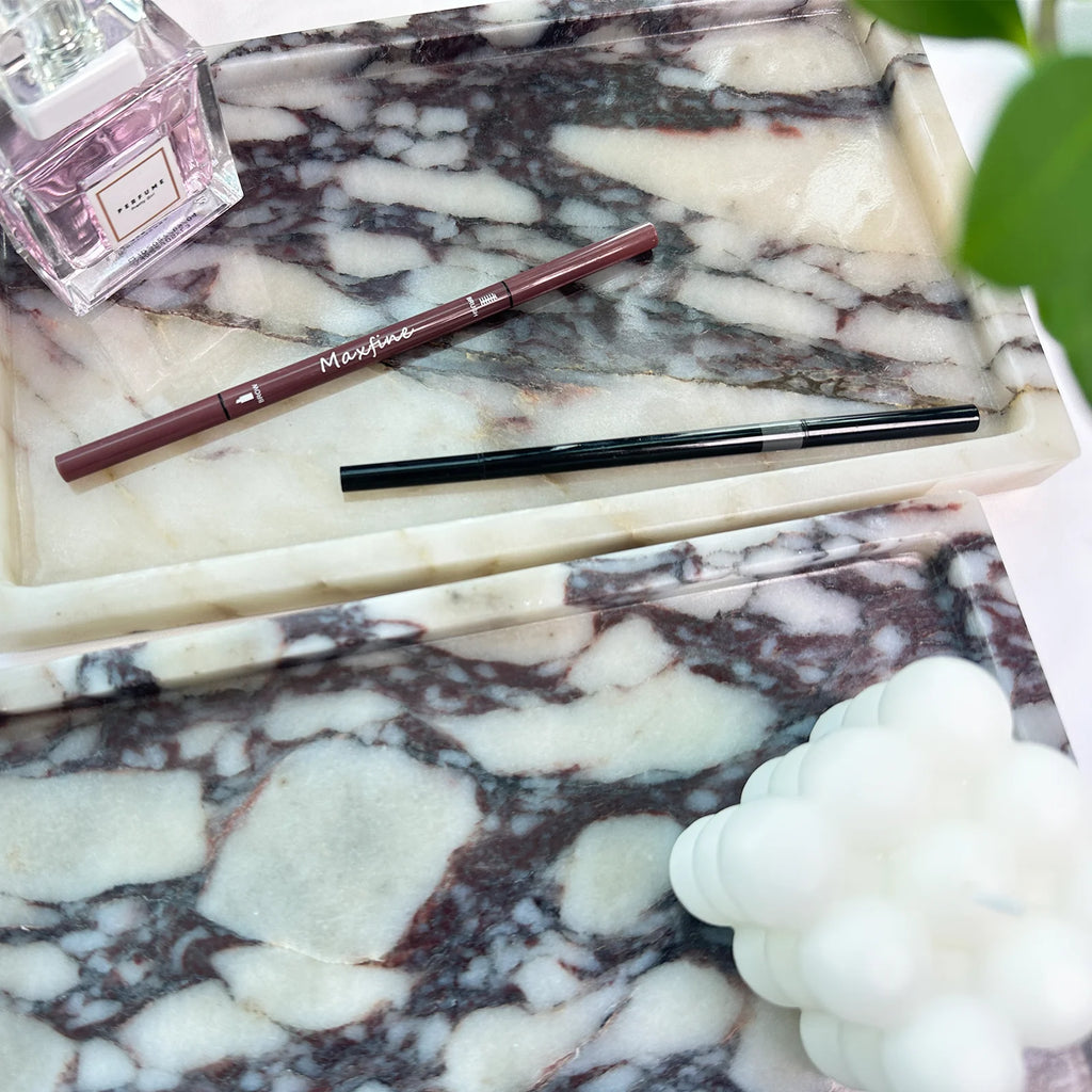 Marble Vanity Tray – Natural Marble Tray for Bathroom, Dresser & Bar