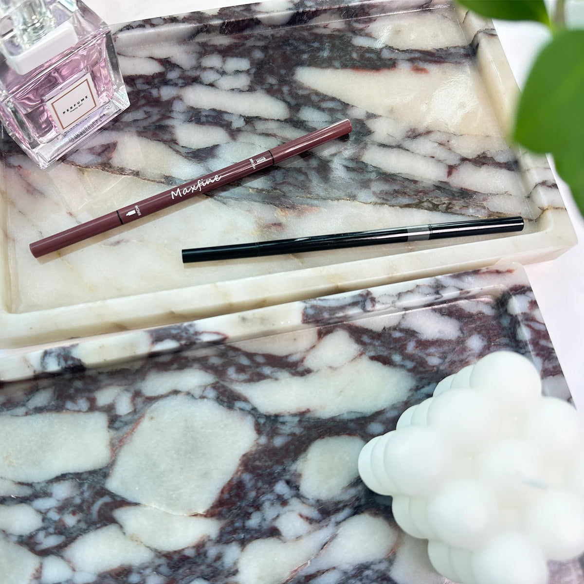 Marble Vanity Tray – Natural Marble Tray for Bathroom, Dresser & Bar