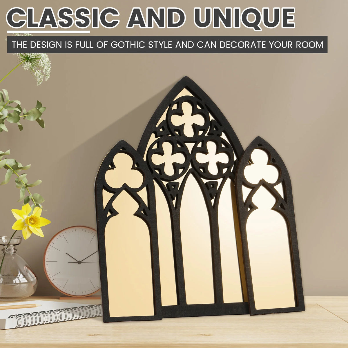 Arched Wall Mirror Set of 3 – Vintage Window Mirrors for Entryway