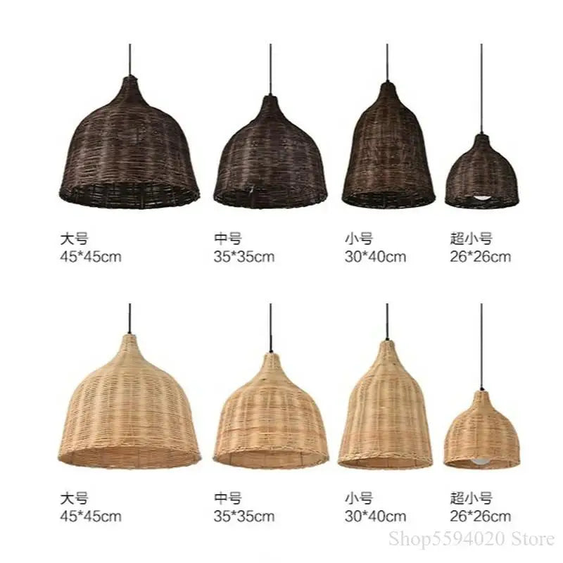 Handwoven Rattan Pendant Light – Boho Wicker Ceiling Light for Dining Room
