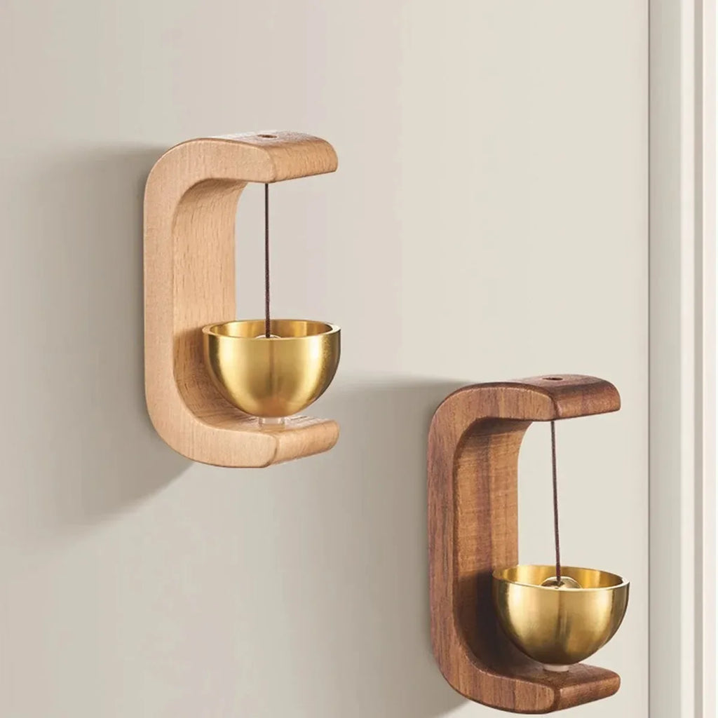 Wooden Door Chime with Brass Bell – Entryway Door Bell Decor