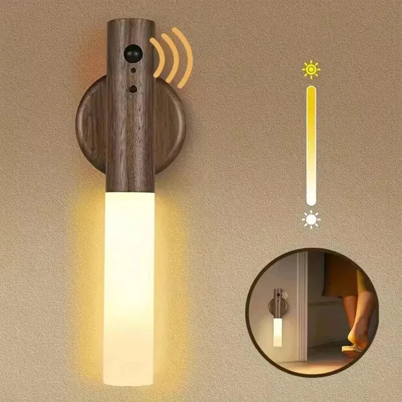 Walnut Magnetic Wall Sconce – Rechargeable Motion-Sensor Wall Light