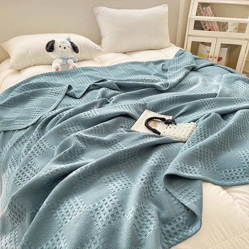 Cotton Waffle Throw Blanket – Waffle Weave Bed & Sofa Throw
