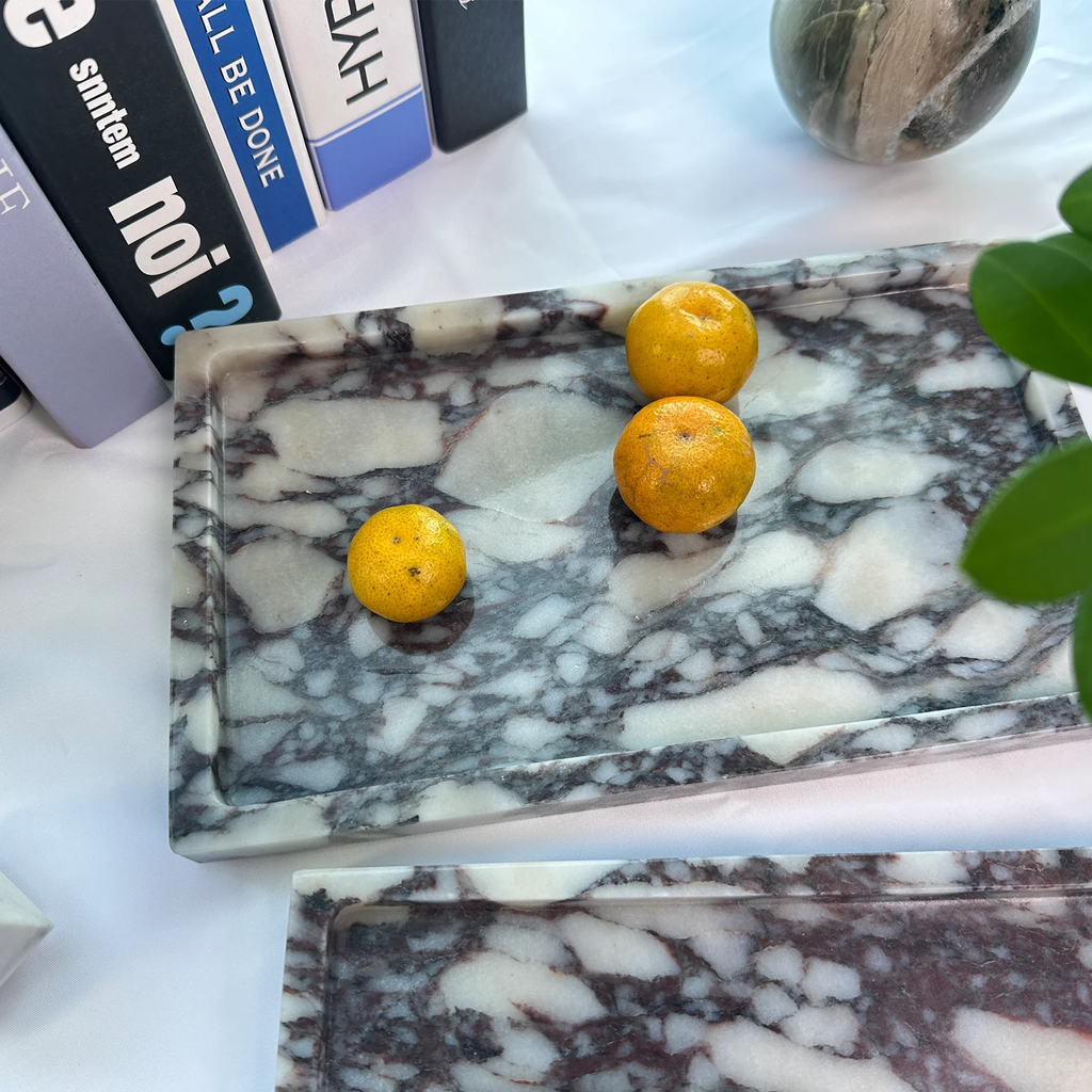 Marble Vanity Tray – Natural Marble Tray for Bathroom, Dresser & Bar
