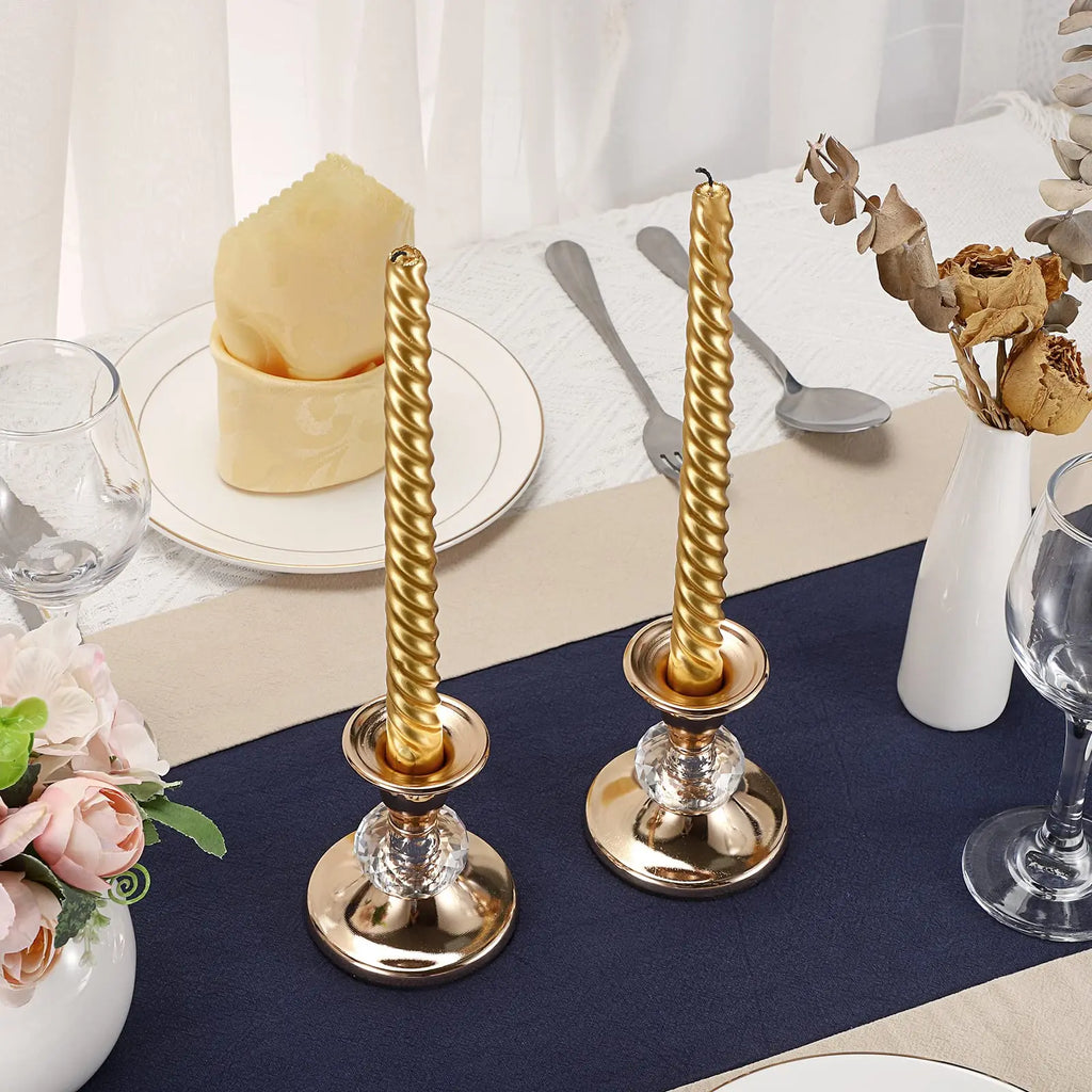 Taper Candle Holders, Set of 2 – Gold or Silver Metal Candlesticks