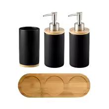 Ceramic Bath Accessory Set – Dispenser Bottles & Cups for Bathroom