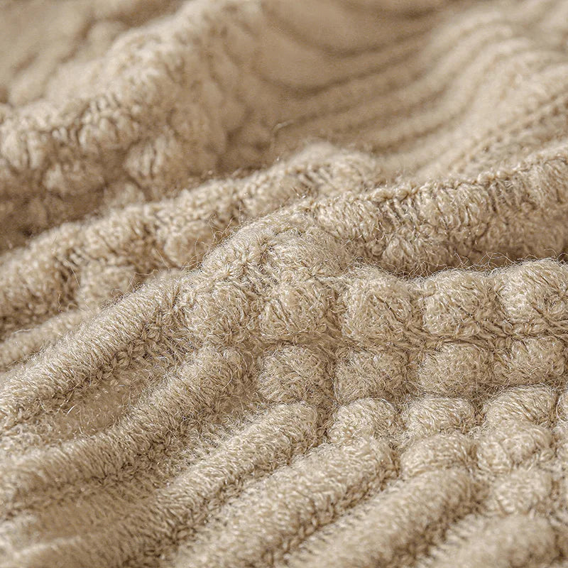 Diamond Knit Tassel Throw Blanket – Textured Throw for Sofa & Bed