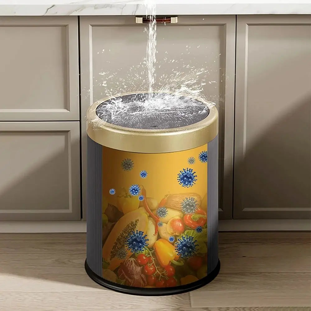 Press-Top Trash Can with Lid – 12L Round Bin