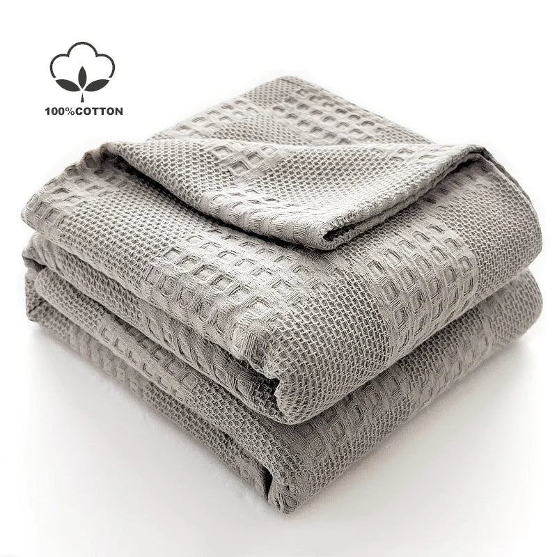 Cotton Waffle Throw Blanket – Waffle Weave Bed & Sofa Throw