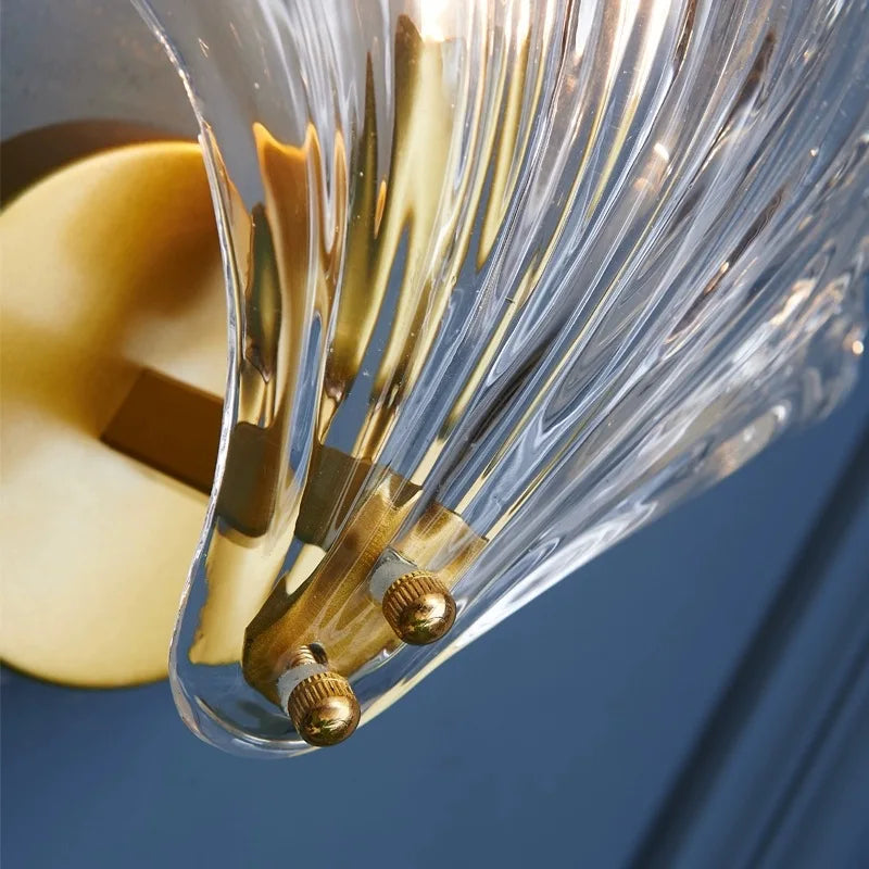 Glass Shell Wall Sconce – Scalloped Bedroom Wall Lamp