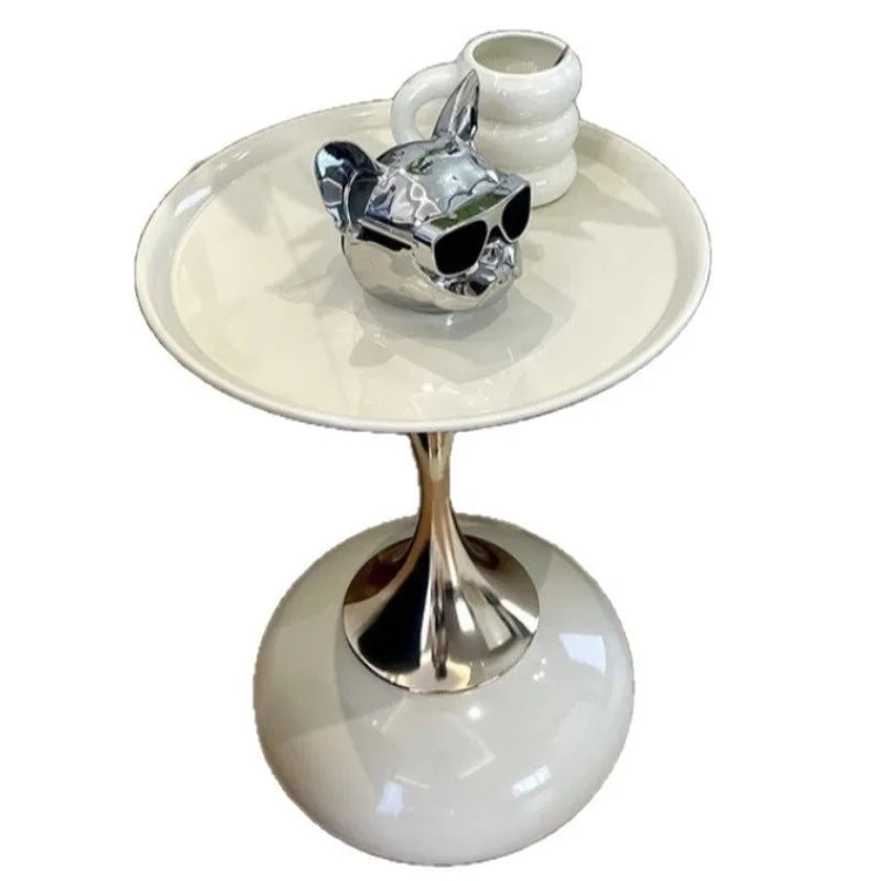 Round Metal Side Table – Pedestal End Table