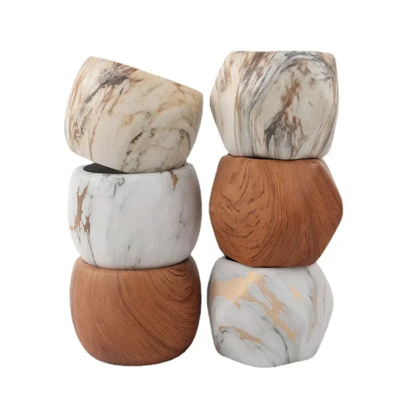 Marbled Ceramic Planter – Round or Rhombus Indoor Plant Pot