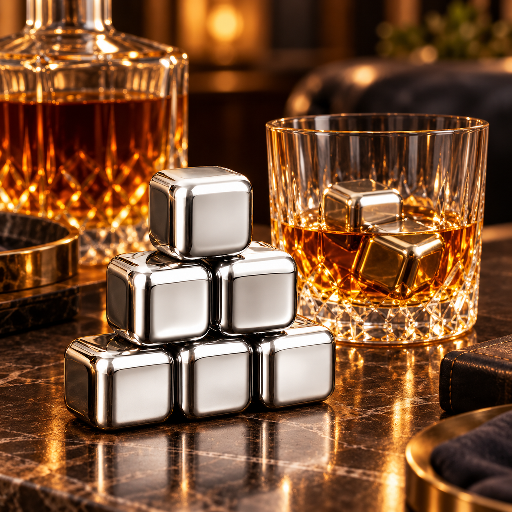 Stainless Steel Whiskey Stones – Set of 6 Chilling Rocks