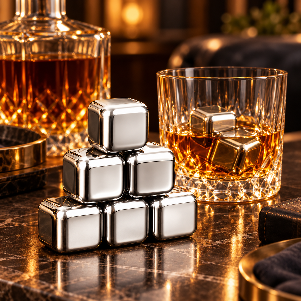 Stainless Steel Whiskey Stones – Set of 6 Chilling Rocks