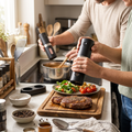 Rechargeable Electric Salt & Pepper Grinder Set in use