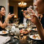 Sparkling Crystal Shot Glass Set in use