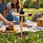 Foldable Wooden Picnic Wine Table in use