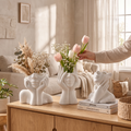 Handmade Sculpted Face Vase in use
